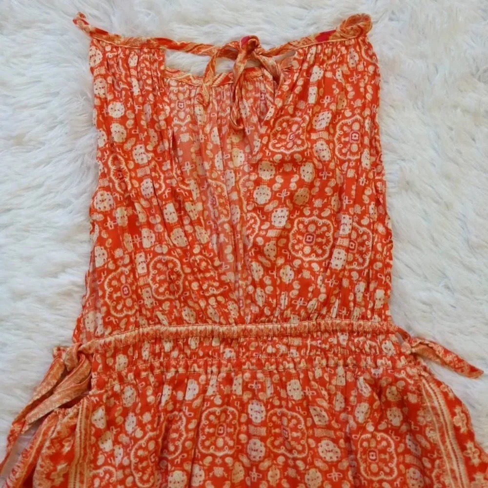 NWT Free People Midsummer's Day Tunic Dress Tank Silky Boho Summer Orange Size M